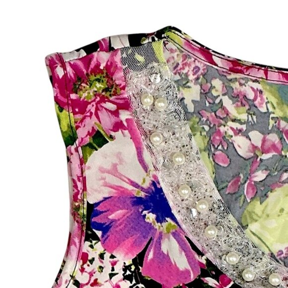 Dress Barn Cascade Ruffle Embellished Sleeveless Top Pink Purple Plus 14/16 - Picture 9 of 16